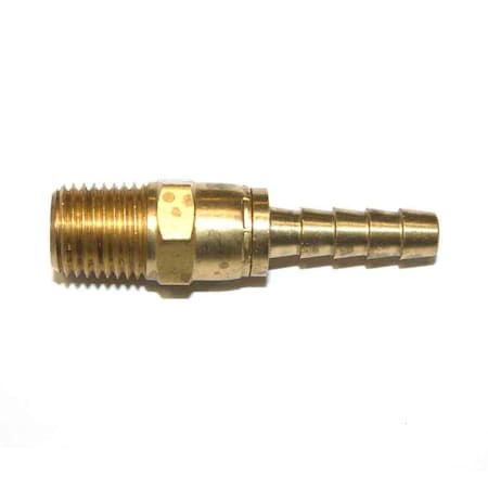 Brass Hose Fitting, Connector, 1/4 Inch Swivel Barb X 1/4 Inch Male NPT End, PK 100